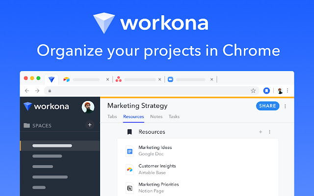 Workona Spaces & Tab Manager